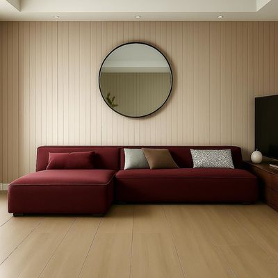 Chelsea Modern L-Shaped Sectional Sofa | Light Beige Velvet Upholstery | Wood Frame L Shape Sofa | Space-Saving Design With Interchangeable Chaise