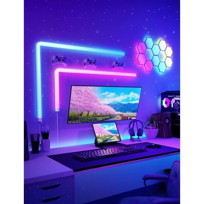 Govee Glide RGBIC LED Wall Lights, Multicolor Customizable, Lights, 8 Pcs with 4 Corners