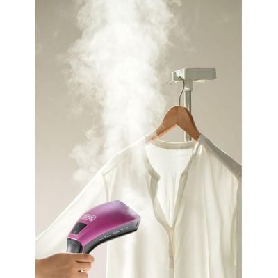 Black + Decker  - Portable Digital Handheld Garment Steamer 240 Ml 1600W Black Purpl