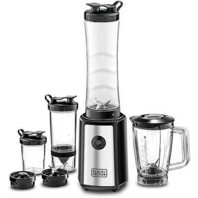 Black + Decker  - 300W Sport Blender & Smoothie Maker Black/Clear