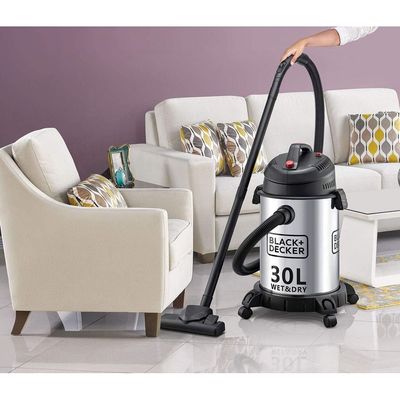 Black + Decker  - 30L Wet And Dry Stainless Steel Ank Drum Vaccuum