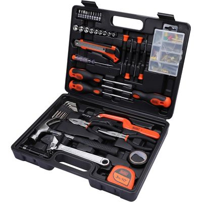 Black + Decker  126 Pieces Hand Tool Kit In Kitbox For Home Diy & Professional Use, Orange/Black - Bmt126C