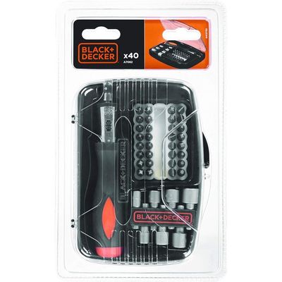 Black + Decker  40 Pieces Ratchet Screwdriver With Socket & Screwdriver Bitset In Kitbox A7062-Xj