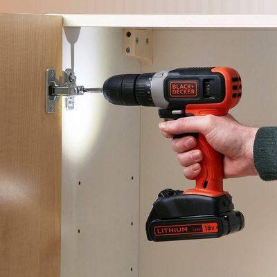 Black + Decker 18V 1.5Ah Li-Ion Cordless Electric Compact Drill Driver With 2 Batteries In Kitbox For Wood Drilling & Screwdriving/Fastening, Orange/Black - Bcd001C2K-Gb
