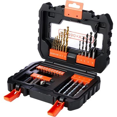 Black + Decker 27 Pieces Drill Driver Flip Bit Set, Orange/Black, A7235-Xj