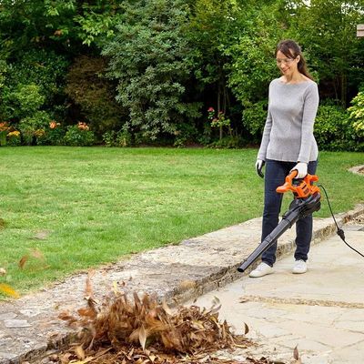 Black + Decker 3-In-1 Electric Blower/Vacuum/Mulcher, 2600W, 315 Km/H Blowing Speed, 40L Collection Bag, Quick-Release, Efficient Impact Shredder, Eco Friendly, Black/Orange - Beblv260-Gb