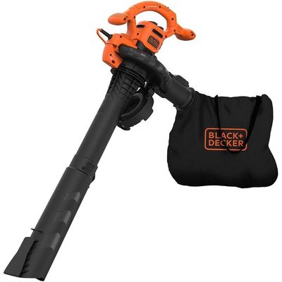 Black + Decker 3-In-1 Electric Blower/Vacuum/Mulcher, 2600W, 315 Km/H Blowing Speed, 40L Collection Bag, Quick-Release, Efficient Impact Shredder, Eco Friendly, Black/Orange - Beblv260-Gb