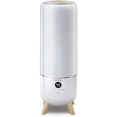 Black + Decker Digital Humidifier, 25W, 6L Capacity, Remote Control, Auto Mode, Sleep Mode, 3 Mist Levels, Environment Sensor, Continuous Operation Up To 40 Hours, Covers 430Sq Ft, White - Hm6000-B5 - 2 Years Warranty