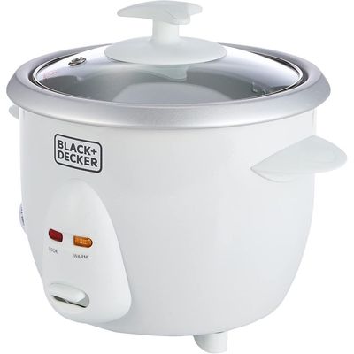 Black + Decker 350W 0.6L Rice Cooker With Removable Nonstick Bowl, Steaming Tray, Water Level Indicator And A Glass Lid With Cool Touch, For Healthy Meals Rc650-B5 - 2 Years Warranty