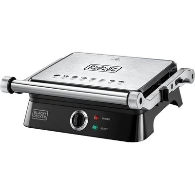 Black + Decker 1400W Contact Grill With Full Flat Grill For Barbecue Cg1400-B5 - 2 Years Warranty