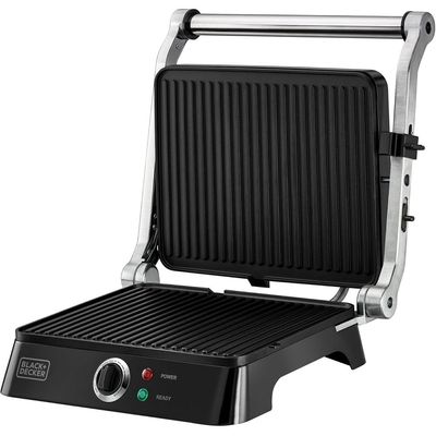 Black + Decker 1400W Contact Grill With Full Flat Grill For Barbecue Cg1400-B5 - 2 Years Warranty