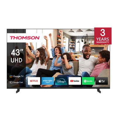 Thomson 43" 4K UHD Smart Google TV - Voice Remote, Google Assistant, YouTube, Netflix, Ultra HD Display, Slim Design, 3-Year Warranty