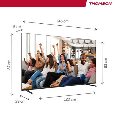 Thomson 65" 4K UHD Smart Google TV â€“ Frameless LED, Voice Remote with Google Assistant, HDR, Built-In Netflix & YouTube, Ultra HD 3840x2160, Side Feet Design, 3-Year Warranty