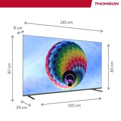Thomson 65" QLED Google TV â€“ Quantum Dot, Dolby Vision & Atmos, Voice Remote with Google Assistant, Built-In YouTube & Netflix, Frameless Design, Side Feet, Ultra HD Display, 3-Year Warranty