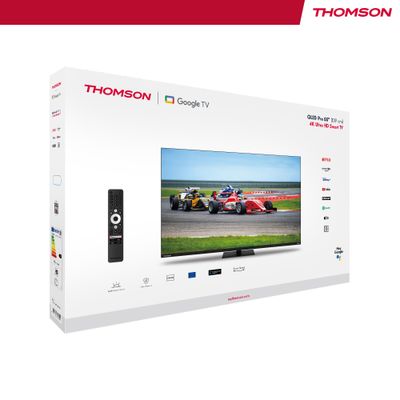 Thomson 55" QLED Pro Google TV â€“ Quantum Dot, 144Hz Refresh Rate, Dolby Vision & Atmos, Chromecast Built-In, Swivel Stand, Voice Remote with Google Assistant, Frameless 4K UHD Display, 3-Year Warranty