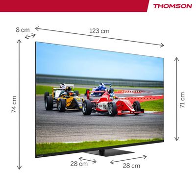 Thomson 55" QLED Pro Google TV â€“ Quantum Dot, 144Hz Refresh Rate, Dolby Vision & Atmos, Chromecast Built-In, Swivel Stand, Voice Remote with Google Assistant, Frameless 4K UHD Display, 3-Year Warranty