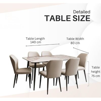 Top Morble 7-Pieces Dining Sets, 1 Piece Rectangular Table With with 6 Chairs Modern Design Furniture for Home, Dining Room, Cafeteria
