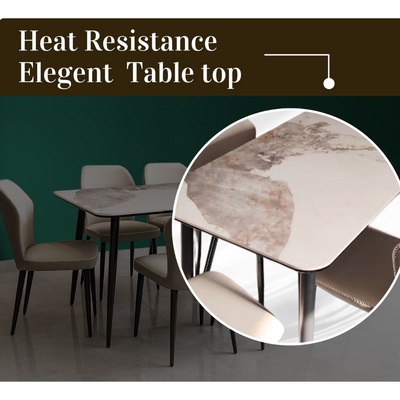 Top Morble 7-Pieces Dining Sets, 1 Piece Rectangular Table With with 6 Chairs Modern Design Furniture for Home, Dining Room, Cafeteria