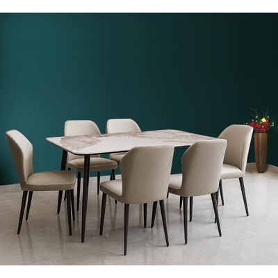Top Morble 7-Pieces Dining Sets, 1 Piece Rectangular Table With with 6 Chairs Modern Design Furniture for Home, Dining Room, Cafeteria Top Morble 7-Pieces Dining Sets, 1 Piece Rectangular Table With with 6 Chairs Modern Design Furniture for Home, Dining Room, Cafeteria