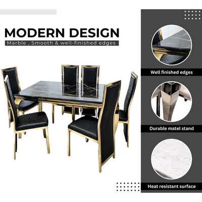 7 Pieces Dining Sets, Table and Chairs Set for 6 Person, Sturdy Kitchen Dining Room Set,Suitable Table Furniture for Home