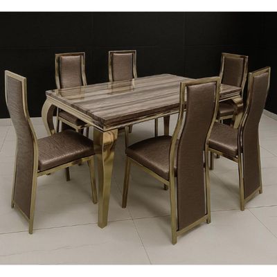 7 Pieces Dining Sets, Table and Chairs Set for 6 Person, Sturdy Kitchen Dining Room Set,Suitable Table Furniture for Home
