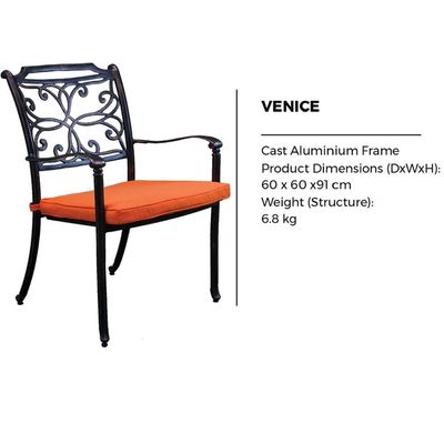Arm Chair -Venice Style-60x60x91Cm-Aluminum-1Year