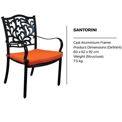 Arm Chair -Santorini Style-60x62x92Cm-Aluminum-1Year