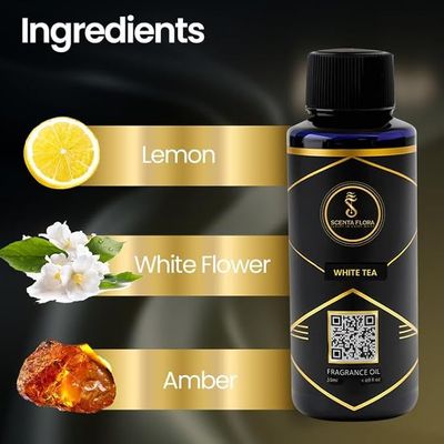 White Tea Fragrance Oil For Diffusers 50Ml | Fresh Citrus & Floral Blend With White Lemon, Tea & Musk | Aromatherapy For Home, Office & Commercial Use | Calming & Refreshing Scent