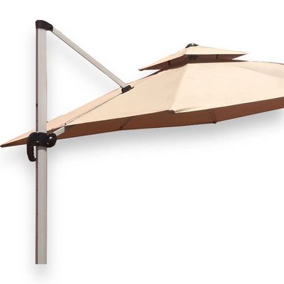 Noorshade Solar Powered LED Outdoor Umbrella UV-Resistant Waterproof Canopy with Rotating Handle for Garden & Patio