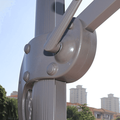 Sunshade Aluminium Garden Umbrella with Rotating Handle Stylish Outdoor Patio Decor and UV-Resistant Canopy 3 x 4 Meter (Grey)