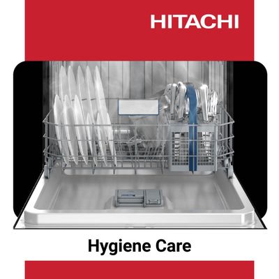 Hitachi Dishwasher | Freestanding | 15 Place Settings | 8 Programs | Auto, Intensive, Eco, Glass Care | Inverter Motor, Turbo Wash | Silent | Overflow Safety | Made in Turkey | Inox | HDF-F158CVX