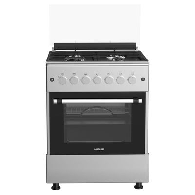 Krome 60X60 Cm Free Standing Gas Cooker | 4 Euro Pool Gas Burners| Flame Failure | Stainless Steel | Single Turbo Fan | Even Heat Distribution | Push Button Ignition | KR-CR 6061FE