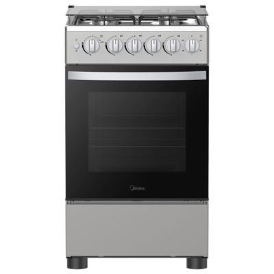 Midea 50 x 55cm Freestanding Cooker | Full Gas Cooking Range With 4 Burners | Stainless Steel | Automatic Ignition & Full Safety | Cast Iron Pan Support | Heat Resistant Knobs | MFO-MG20TESS-FFD
