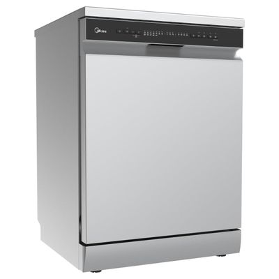 Midea Freestanding Dishwasher | 14 Place Settings | 8 Programs | Fully Automatic With Anti-bacterial Filter | Auto Open Drying Technology | Extra Hygiene & Eco Program | 3 Drawers | Silver | WQP14-W5233C(S)-GCC