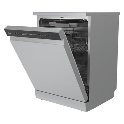 Midea Freestanding Dishwasher | 14 Place Settings | 8 Programs | Fully Automatic With Anti-bacterial Filter | Auto Open Drying Technology | Extra Hygiene & Eco Program | 3 Drawers | Silver | WQP14-W5233C(S)-GCC