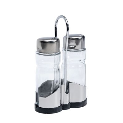 Cuisine Art Soda Lime Glass Salt Pepper Set, 40ml, 2 Pieces, Transparent