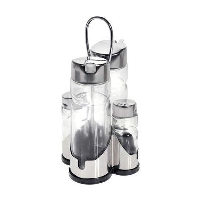 Cuisine Art Soda Lime Glass Condiment Set, 5 Pieces, Transparent
