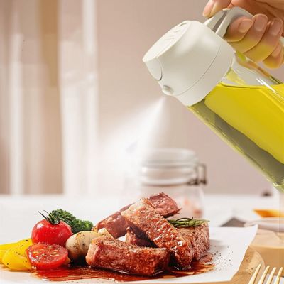 Cuisine Art Soda Lime Glass Oil Bottle with Spray & Pour, 420ml, Transparent
