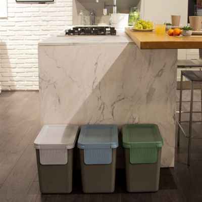 Snips 25L Recycling Bin for Separate Waste Collection – Grey with Light Green Lid, Made in Italy