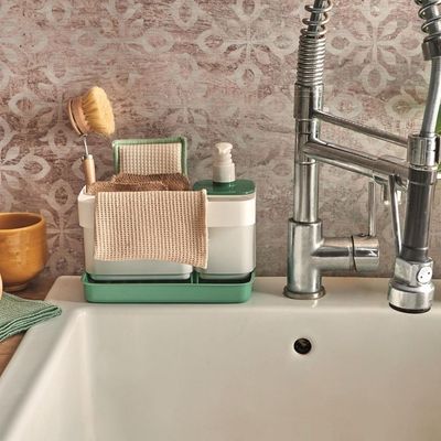 Snips Tidy Up Green Sink Organizer with Soap Dispenser & Sponge Holder – Made in Italy