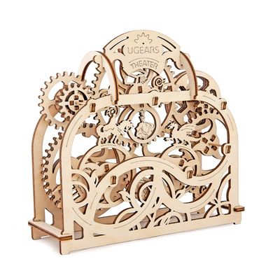 Ugears, Made in Europe, 3D Wooden Puzzle Theatre, Mechanical Model Kit with 70 Parts, DIY Self-Assembly Woodcraft Construction Toy, Perfect for Gifting, No Glue Needed, Brown, UGR-70002