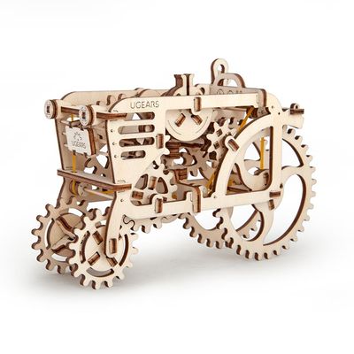 Ugears, Made in Europe, 3D Wooden Puzzle Tractor, Mechanical Model Kit with 97 Parts, DIY Self-Assembly Vintage Farm Vehicle Woodcraft Construction Toy, Perfect for Gifting, No Glue Needed, UGR-70003