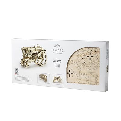 Ugears, Made in Europe, 3D Wooden Puzzle Tractor, Mechanical Model Kit with 97 Parts, DIY Self-Assembly Vintage Farm Vehicle Woodcraft Construction Toy, Perfect for Gifting, No Glue Needed, UGR-70003