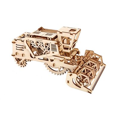 Ugears, Made in Europe, 3D Wooden Puzzle Combine Harvester, Mechanical Model Kit with 154 Parts, DIY, Self-Assembly, Woodcraft Construction Toy, Perfect for Gifting, No Glue Needed, Brown, UGR-70010