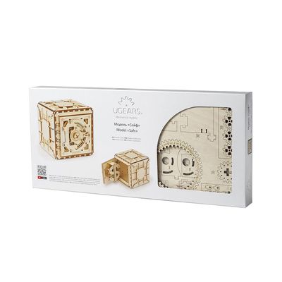 Ugears, Made in Europe, 3D Wooden Puzzle Safe Kit, Mechanical Model Treasure Box, DIY, Self-Assembly, Woodcraft Construction Toy, Perfect for Gifting, No Glue Needed, Brown, UGR-70011