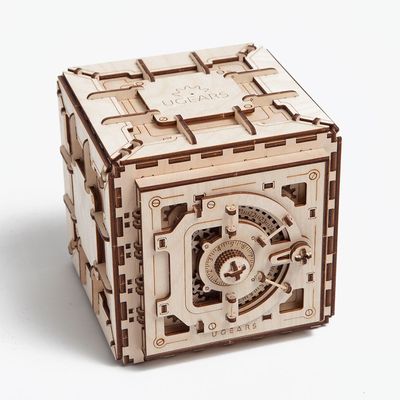 Ugears, Made in Europe, 3D Wooden Puzzle Safe Kit, Mechanical Model Treasure Box, DIY, Self-Assembly, Woodcraft Construction Toy, Perfect for Gifting, No Glue Needed, Brown, UGR-70011