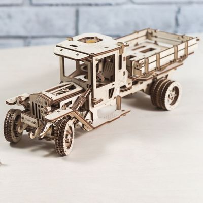 Ugears, Made in Europe, 3D Wooden Puzzle Truck Educational with 420 Parts, STEM Learning, DIY Self Assembly, Woodcraft Construction Toy, Perfect for Gifting, No Glue Needed, Brown, UGR-70015