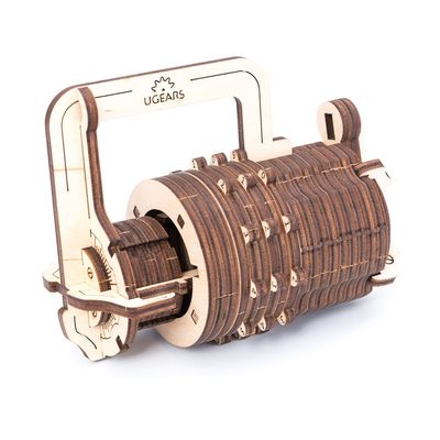 Ugears, Made in Europe, 3D Wooden Puzzle Combination Lock, Mechanical Model Kit Cryptex Create Your Own Secret Code, DIY, Self-Assembly, Woodcraft Toy, Perfect for Gifting, No Glue Needed, UGR-70020