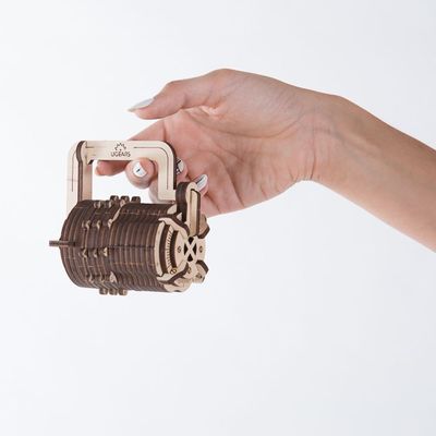 Ugears, Made in Europe, 3D Wooden Puzzle Combination Lock, Mechanical Model Kit Cryptex Create Your Own Secret Code, DIY, Self-Assembly, Woodcraft Toy, Perfect for Gifting, No Glue Needed, UGR-70020