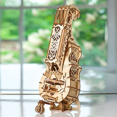 Ugears, Made in Europe, 3D Wooden Puzzle Hurdy Gurdy Kit, Musical Instrument Mechanical Model Kit, DIY, Self-Assembly, Woodcraft Construction Toy, Perfect for Gifting, No Glue Needed, Brown, UGR-70030